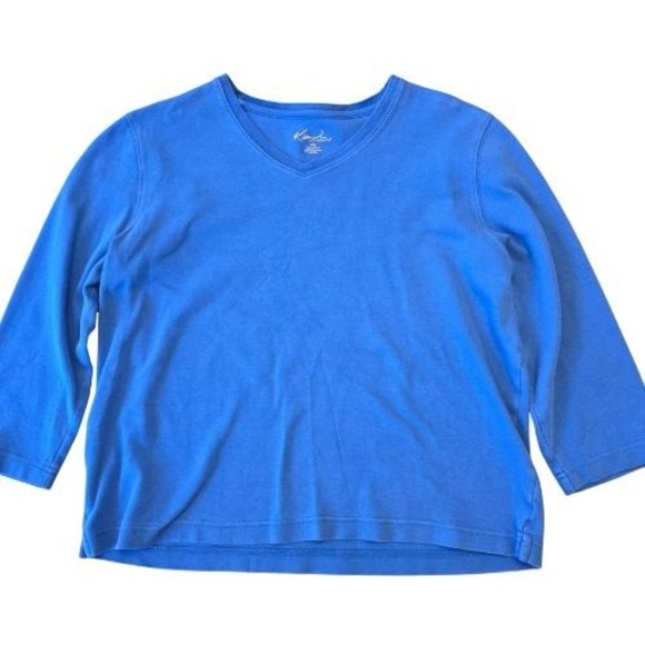 Kim Rogers Tops - Kim‎ Rogers Petite Small Royal Blue V-Neck 3/4 Sleeve 100% Cotton Knit Top